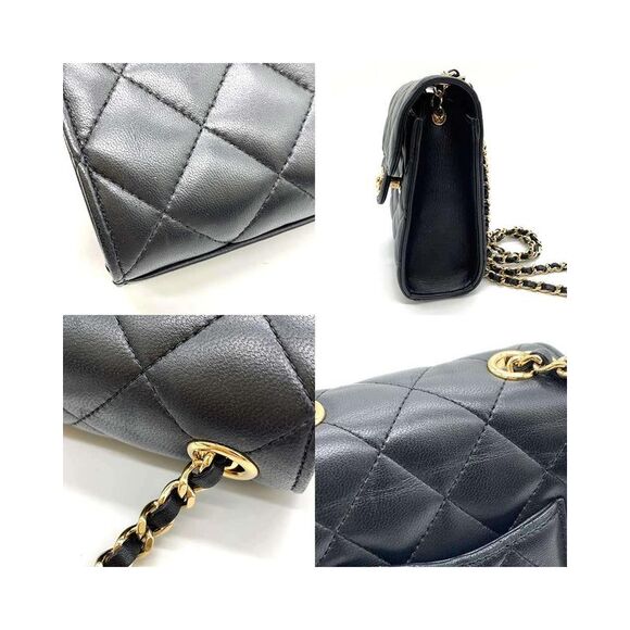 Pre Loved Louis Vuitton Chanel Classic Double Flap Mini Flap Bag Black Lambskin - Picture 4 of 8